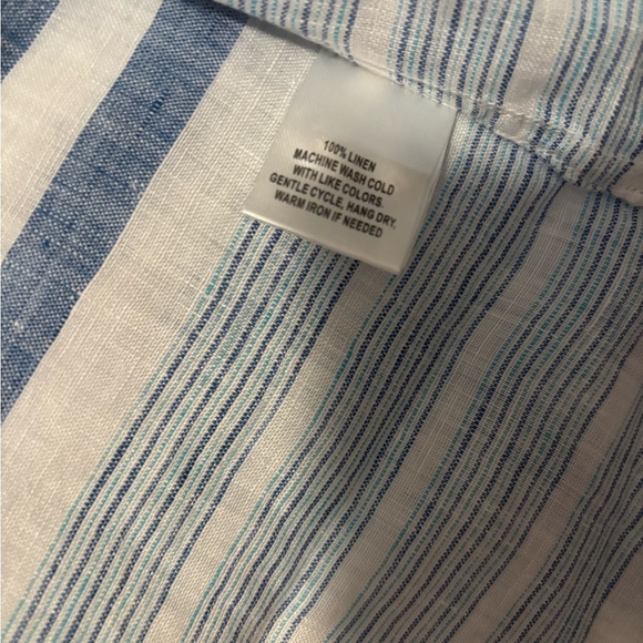 🌊 NWT UNTUCKit Vietti Linen Button-Down Shirt – Size 6, Blue/White Stripe - Picture 5 of 5